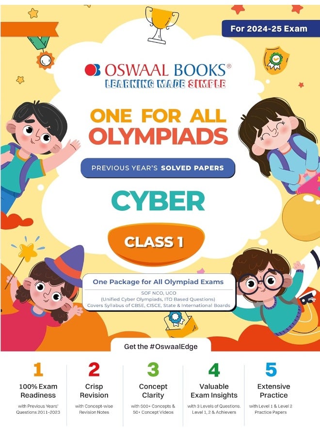 Oswaal One For All Olympiad Class 1 Cyber | Previous Years Solved Papers | For 2024-25 Exam  - Image 1