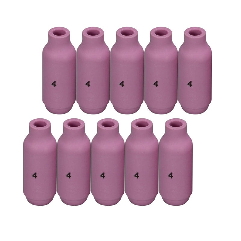 RIVERWELD فوهات لحام TIG من الألومينا من RIVERWELD، أكواب درع سيراميك 10N50، 4#، فتحة 1/4 بوصة، 6.5 مم، مناسبة لمشعل لحام TIG QQ300 PTA DB SR WP 17 18 26، عبوة من 10 قطع - Image 1