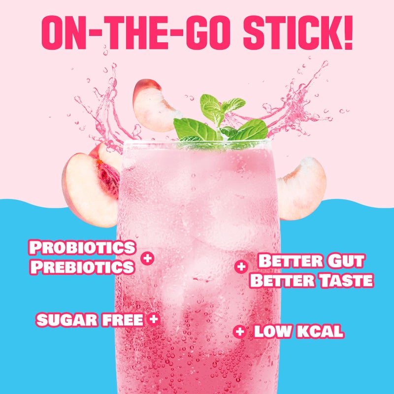 TEAZEN Peach Kombucha Tea, Hydration Drink Mix, Sugar Free, Live Probiotics & Prebiotics, 10 Sticks, 1.76oz - Image 3