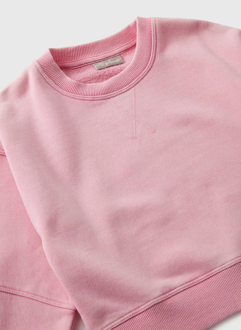 Matalan Girls Pink Acid Wash Sweatshirt