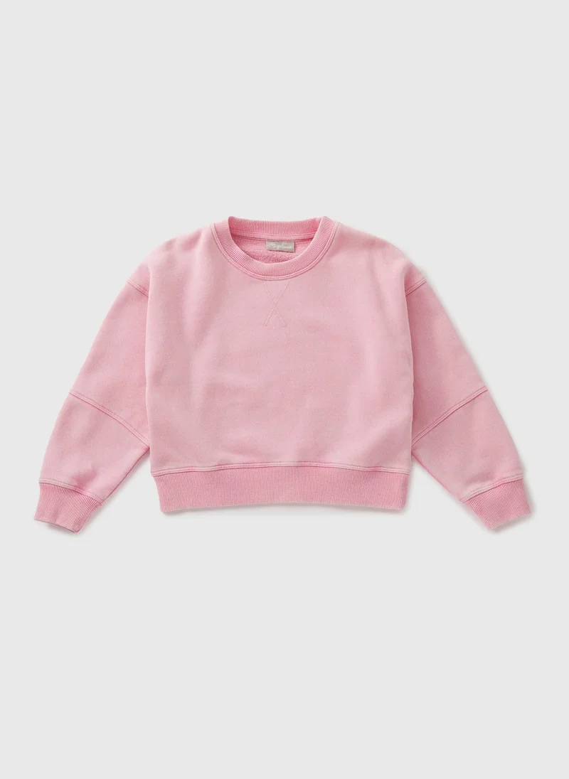Matalan Girls Pink Acid Wash Sweatshirt