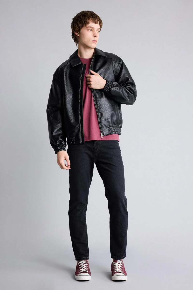 ديفاكتو Oversize Fit Faux Leather Jacket
