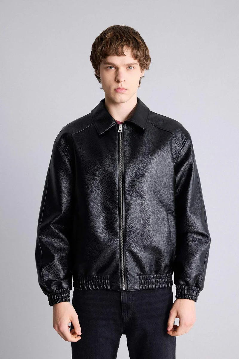 ديفاكتو Oversize Fit Faux Leather Jacket