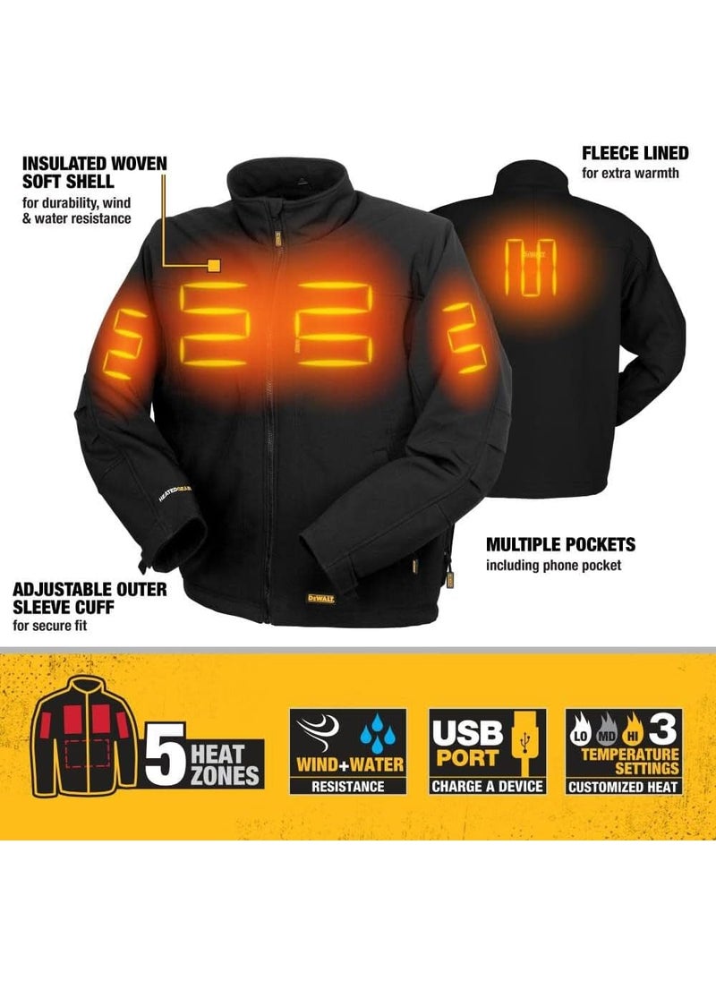 DEWALT DEWALT Mens Heated Soft Shell Jacket Kit Black XLarge  - Image 3