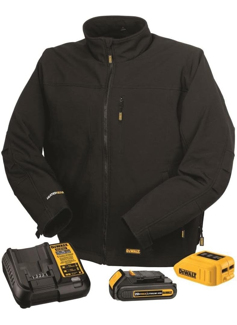 DEWALT DEWALT Mens Heated Soft Shell Jacket Kit Black XLarge  - Image 1