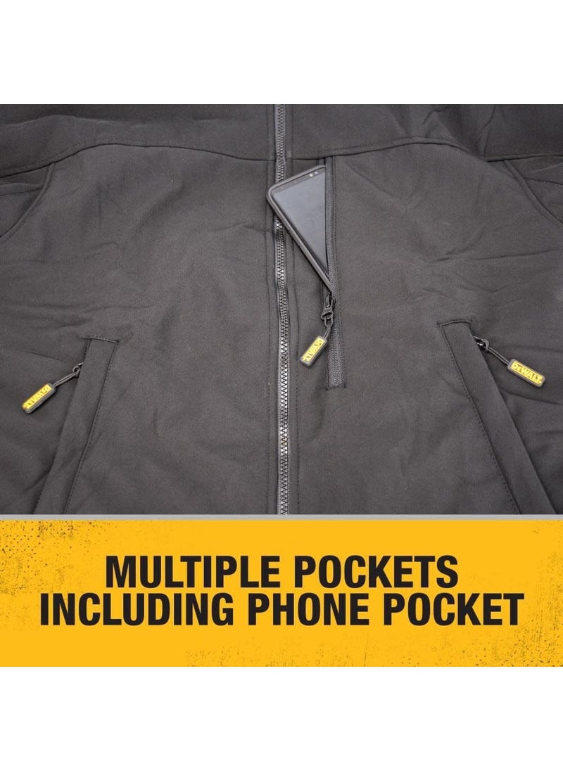DEWALT DEWALT Mens Heated Soft Shell Jacket Kit Black XLarge  - Image 5
