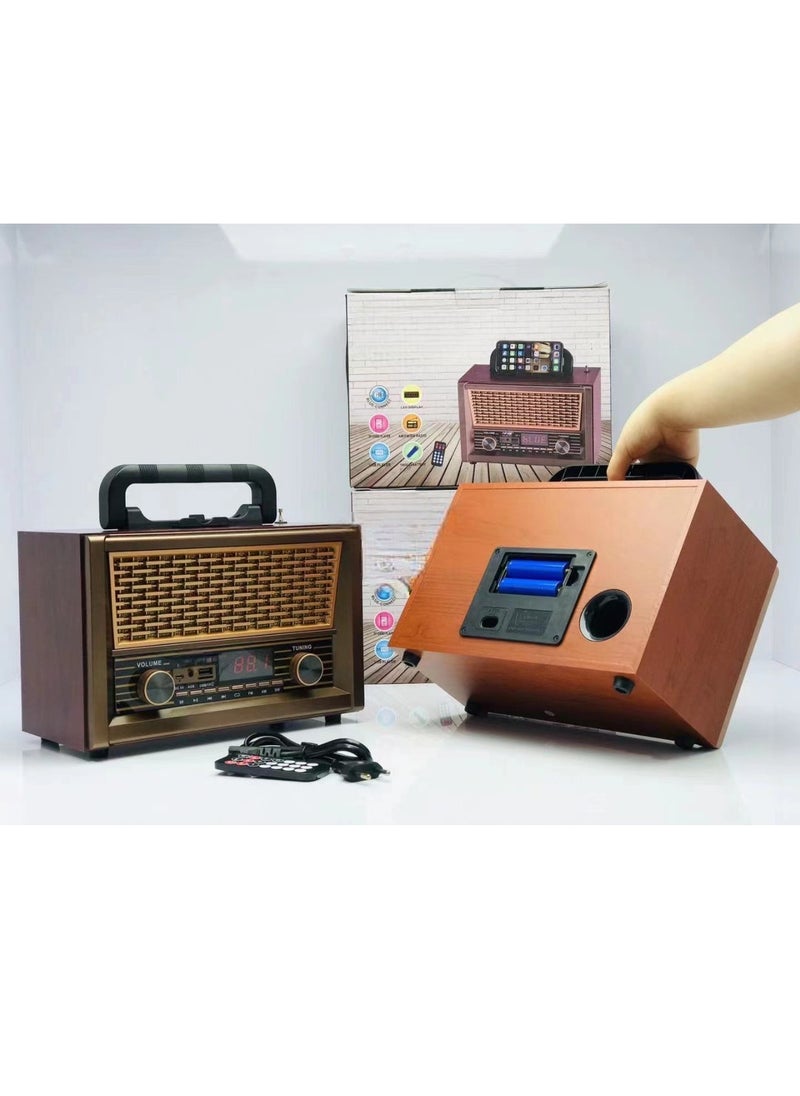 Generic - Portable Radio FM AM SW Retro Kitchen Stereo Multiple Power Supply Powerful Functional Audio Bluetooth Radio Support TF Card USB Disk Speaker Playback for Outdoor Indoor - Image 1