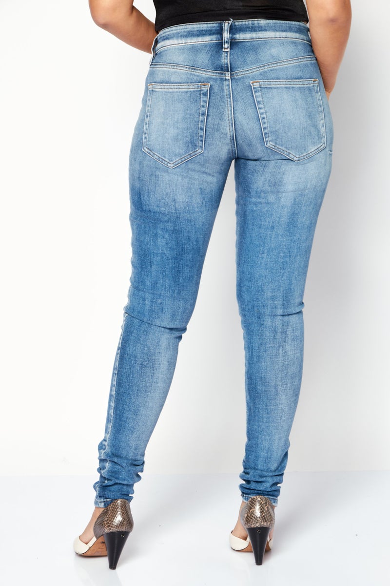 DIESEL جينز دنيم ضيق بخصر متوسط للنساء، أزرق متوسط - Image 2