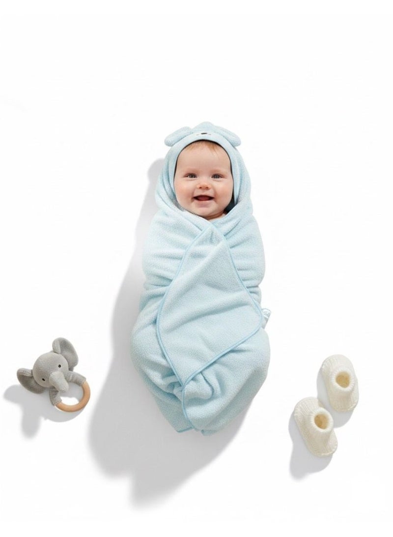 مناشف أطفال فاخرة وفائقة الامتصاص وناعمة للغاية | منشفة استحمام ناعمة ومحبوبة لحديثي الولادة والأطفال الصغار حتى عمر سنتين | لون أزرق - Image 4