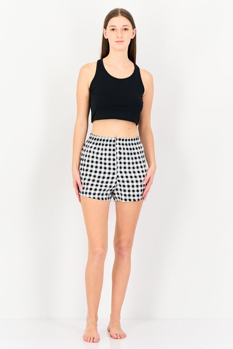 FOREVER 21 Women Gingham Pattern Pull On Pyjama Shorts, Multicolor - Image 4