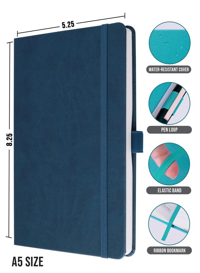 DOODLE A5 Executive Hard Bound PU leather Notebook Diary for Men Women | Corporate Diary with Elastic Band, Ribbon Bookmark & Pen Loop | 160 pages | 80 gsm | For Office and Personal use - Blue - Image 4