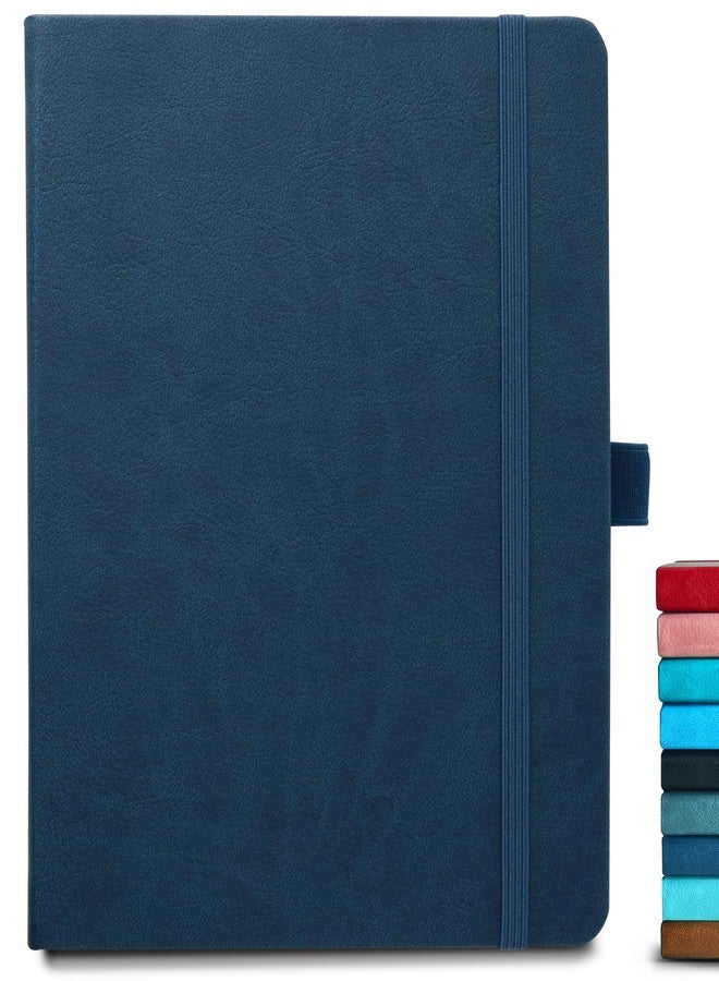 DOODLE A5 Executive Hard Bound PU leather Notebook Diary for Men Women | Corporate Diary with Elastic Band, Ribbon Bookmark & Pen Loop | 160 pages | 80 gsm | For Office and Personal use - Blue - Image 1