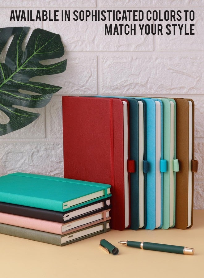 DOODLE A5 Executive Hard Bound PU leather Notebook Diary for Men Women | Corporate Diary with Elastic Band, Ribbon Bookmark & Pen Loop | 160 pages | 80 gsm | For Office and Personal use - Blue - Image 3