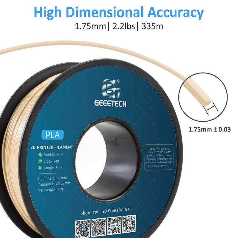 Geeetech PLA Filament 1.75mm Bone White 3D Printer Filament 1kg(2.2lbs), Neatly Wound Bone PLA Filament, Dimensional Accuracy +/- 0.02 mm, Fit Most FDM 3D Printers - Image 5