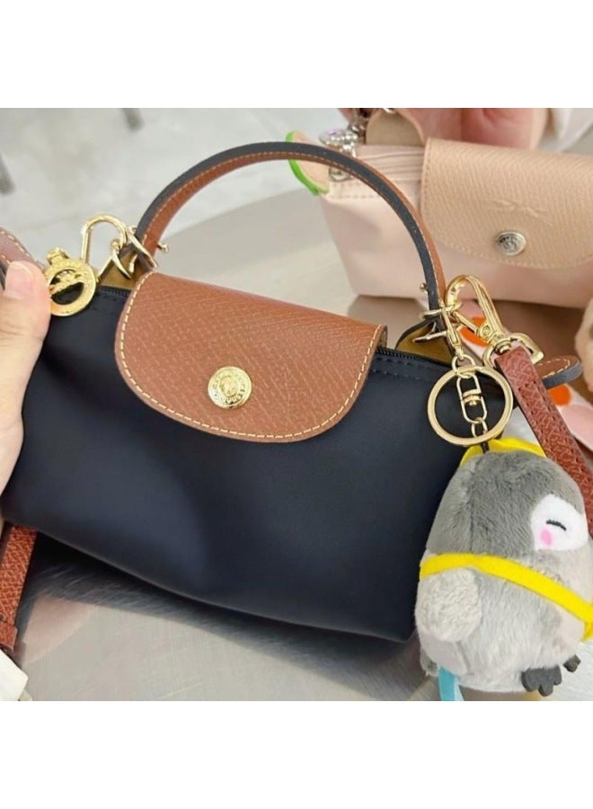 Exclusive French Dragon Bag Mini Casual Women's Bag Mobile Phone Bag Short Handle Hand Bag Dragon Mini Dumpling Bag-Colour:Mini Barbie Powder-Size:PerForated + Shoulder Strap  - Image 4