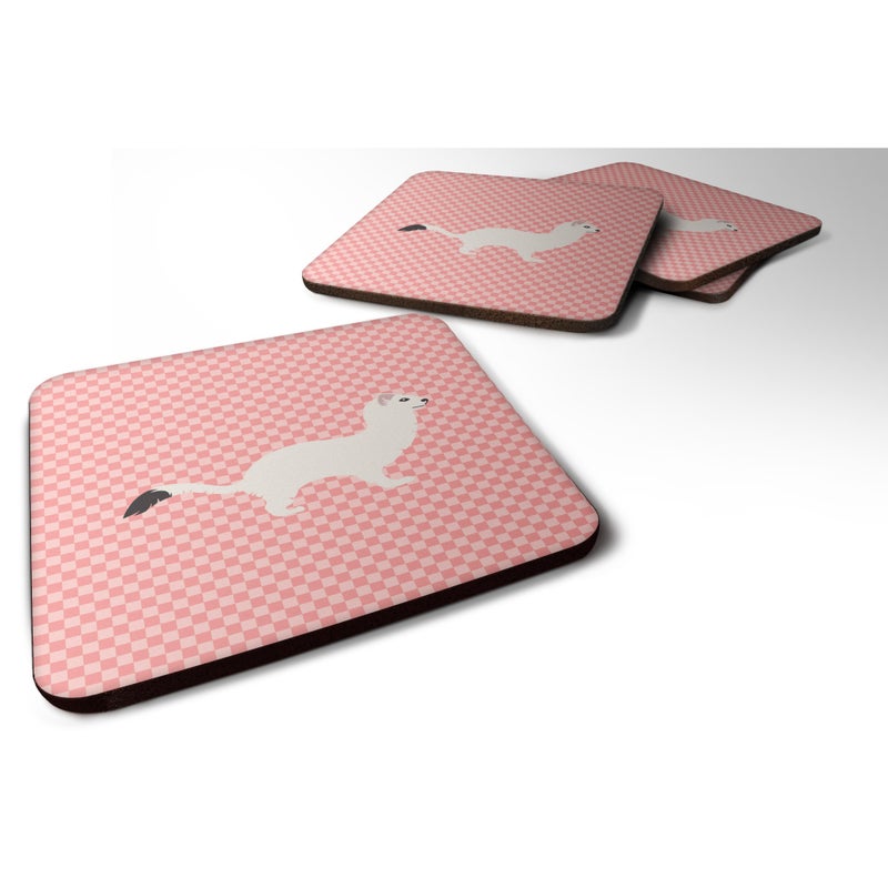 Caroline's Treasures ""Caroline's Treasures Stoat Short-tailed Weasel Pink Check Decorative coasters  3.5  Multicolor"" 