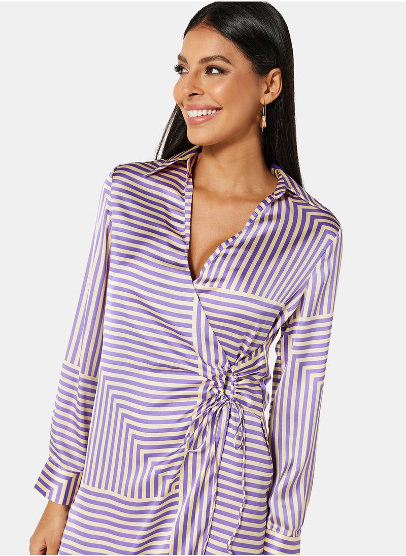 MANGO - Harper Satin Stripe Dress - Image 1
