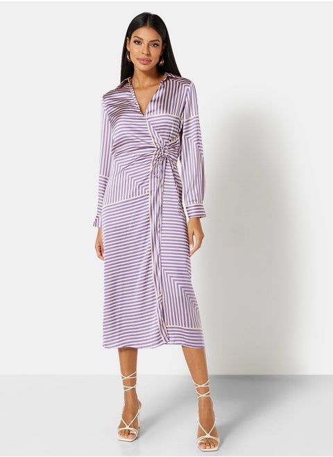 Harper Satin Stripe Dress