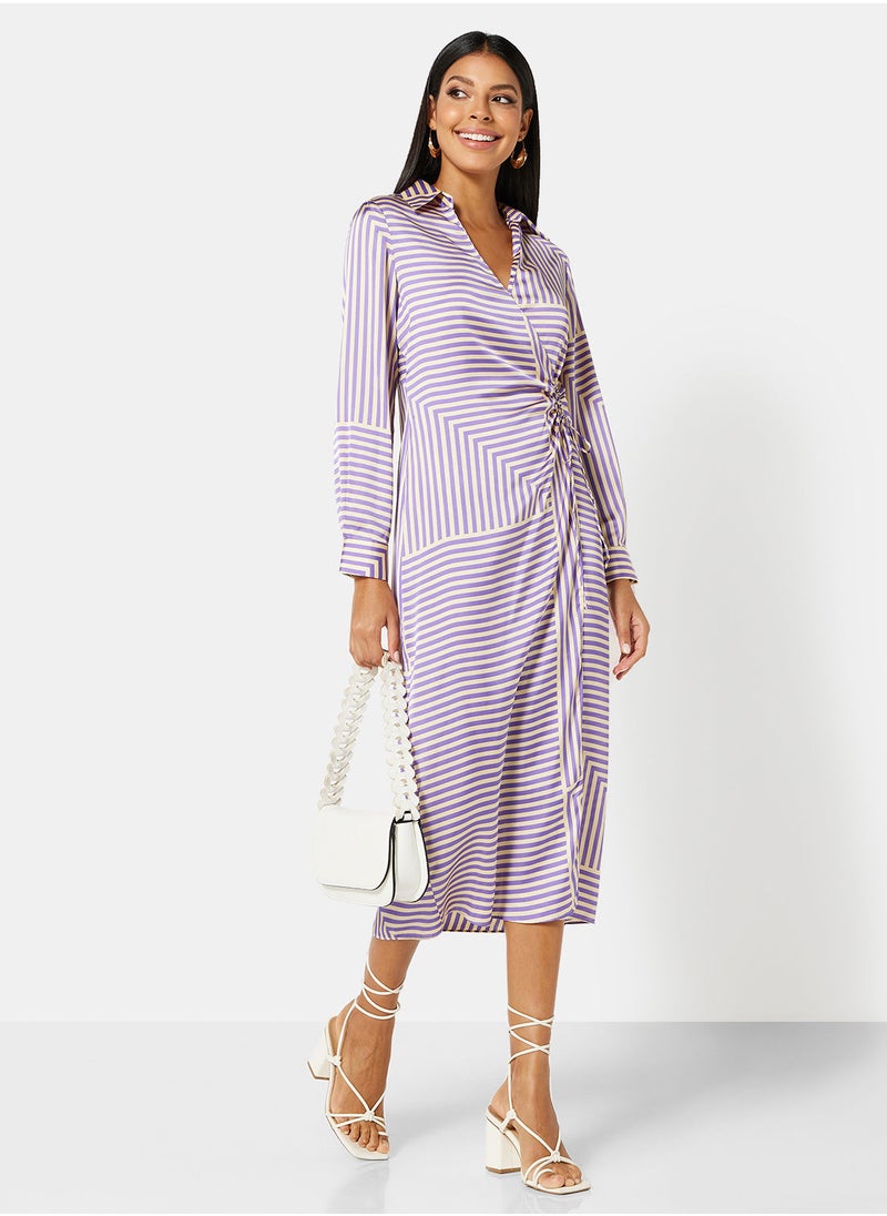 MANGO - Harper Satin Stripe Dress - Image 1