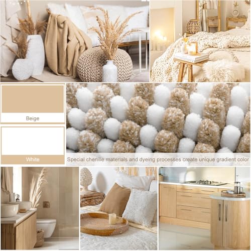 BSICPRO Bathroom Rugs and Mats Sets, 2 Piece Thick Absorbent Chenille Bath Mat Rug Set Non Slip, Soft Shaggy Bath Room Floor Mats for Bathroom, Machine Washable (Beige, 20" x 60" Plus 20" x 32") - Image 3
