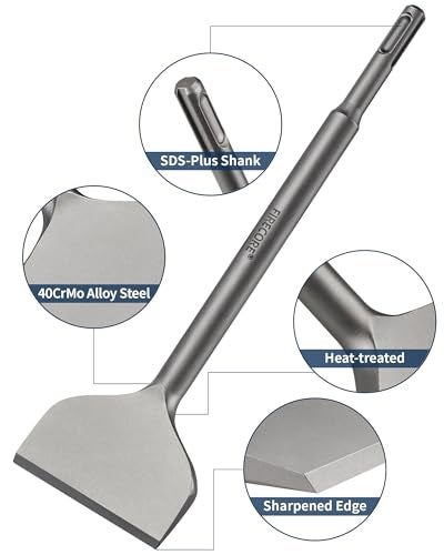 Firecore SDS Plus Chisel 3 Inch Wide by 10 Inch Long, Cranked Bent Tile Removal Chisel Bit for SDS Plus Rotary Hammer Drill, Alloy Steel Shovel for Ceramic Tile Cement Thinset Mortar Vinyl - FS18310 - Image 3