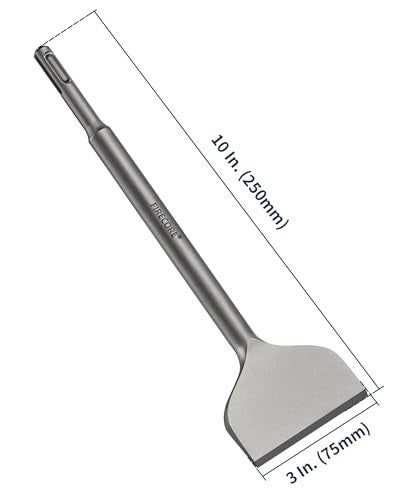 Firecore SDS Plus Chisel 3 Inch Wide by 10 Inch Long, Cranked Bent Tile Removal Chisel Bit for SDS Plus Rotary Hammer Drill, Alloy Steel Shovel for Ceramic Tile Cement Thinset Mortar Vinyl - FS18310 - Image 5