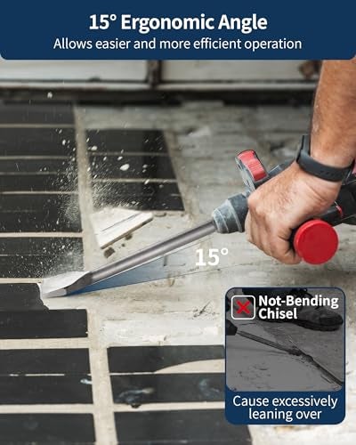 Firecore SDS Plus Chisel 3 Inch Wide by 10 Inch Long, Cranked Bent Tile Removal Chisel Bit for SDS Plus Rotary Hammer Drill, Alloy Steel Shovel for Ceramic Tile Cement Thinset Mortar Vinyl - FS18310 - Image 4
