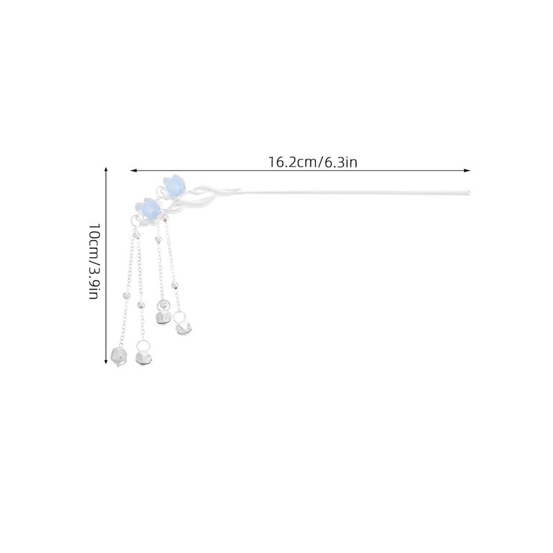 Hanfu Hair Chopsticks with Tassels Chinese Style Hair Stick Pins for Women Sky Blue Classic Hanfu Costume - Image 2