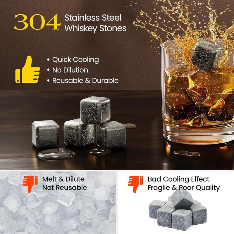 مجموعة كوليا من الفولاذ المقاوم للصدأ مكونة من 8 مكعبات ثلج قابلة لإعادة الاستخدام مع ملقط وصينية تخزين في الفريزر للويسكي والنبيذ - Image 2