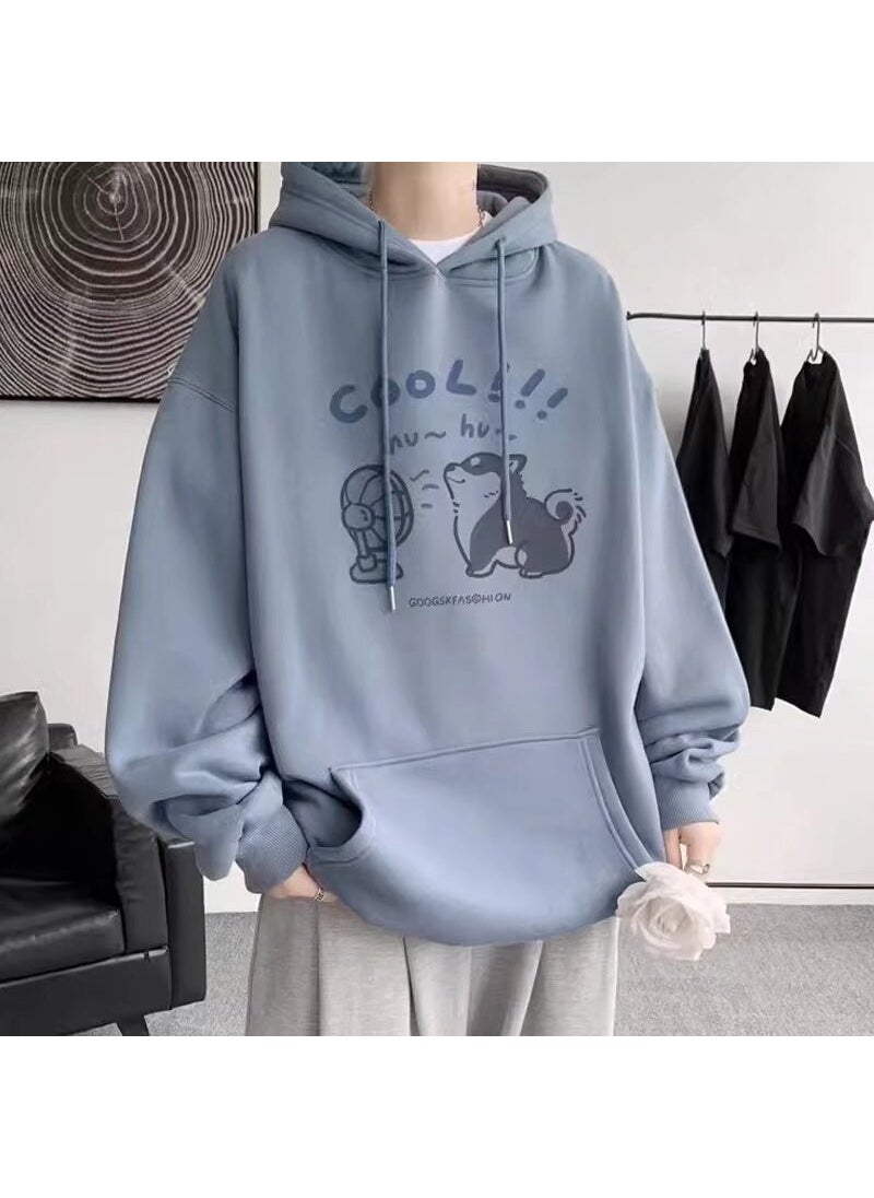 Generic - Cute Cartoon Print Hoodie Mens Casual Autumn Sweatshirt fog blue - Image 1