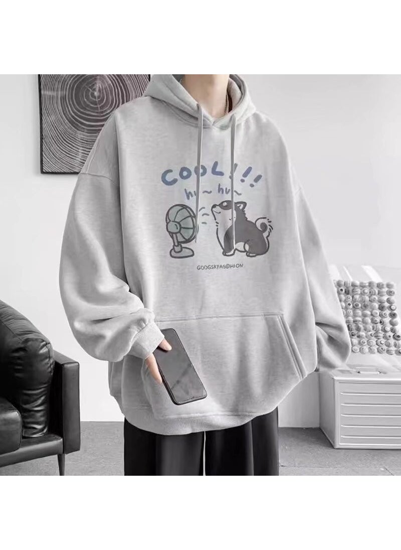 Generic - Cute Cartoon Print Hoodie Mens Casual Autumn Sweatshirt fog blue - Image 1