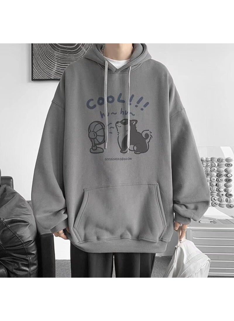 Generic - Cute Cartoon Print Hoodie Mens Casual Autumn Sweatshirt fog blue - Image 1