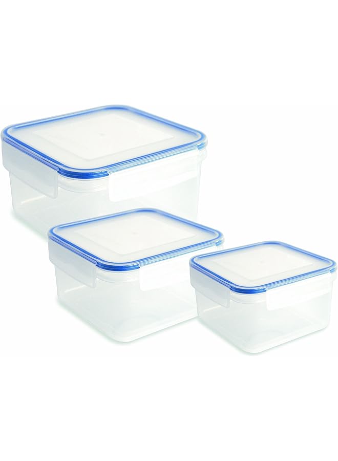 أديس مجموعة صناديق تخزين الطعام المربعة القابلة للإغلاق والمكونة من 3 قطع