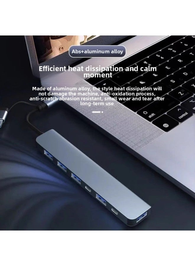 Type-c Docking Station 8-in -1 Multifunctional USB3.0 Docking Station 100 Megabit Network Port USB Splitter With Card Reader-Color:[double Head] Seven-in-one  - Image 3