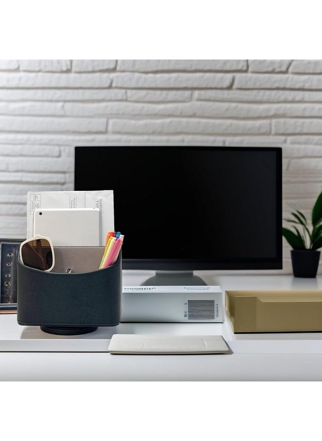 UnionBasic Rotating Desk Organizer, 360 Degree Desk Spinning Caddy, Desktop Tv Guide/Mail/Media/Remote Controller Holder Organizer,Fishskin Black  - Image 4