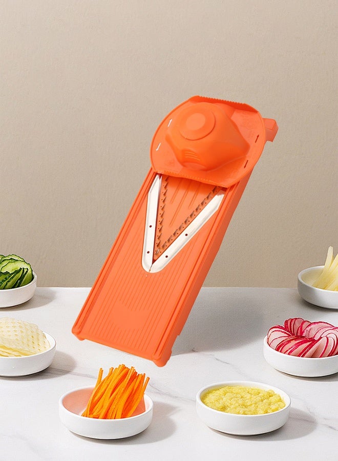 Stainless Steel Vegetable Slicer & Grater - Multi-Function Food Chopper with 2 Interchangeable Attachments (Shred/Slice/Dice) | Non-Slip Hand Guard & Compact Kitchen Tool  - Image 4