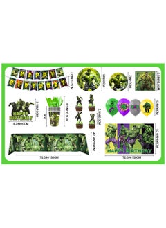 FRUITFUL PARTY Hulk Birthday Party Decorations for 10 Guests, 112pcs Hulk Party Disposable Tableware Set Hulk Themed Backdrop  - Image 3