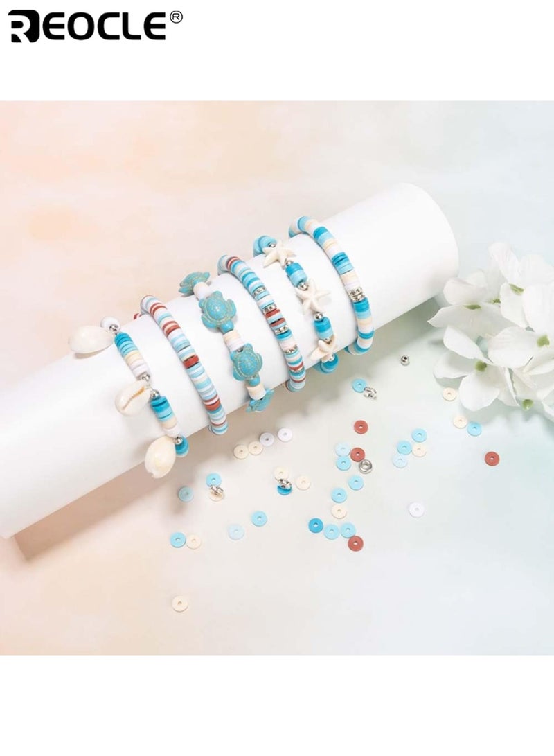 ريوكل مجموعة من 2600 قطعة من خرز الحجارة الطبيعي مع خرز الصلصال البوليمري وتصميم ذو طابع شاطئي - طقم صنع إكسسوارات DIY بأشكال متعددة لصنع أساور الصداقة والقلائد - Image 4