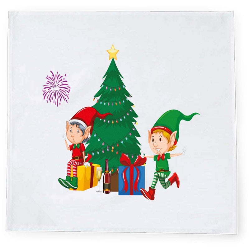 Khakee 6 Pcs Christmas Theme Tafta Silk Table Napkins 10x 10 for Xmas Decoration Christmas OrnamentsChristmas Gift npxmas313P - Image 2