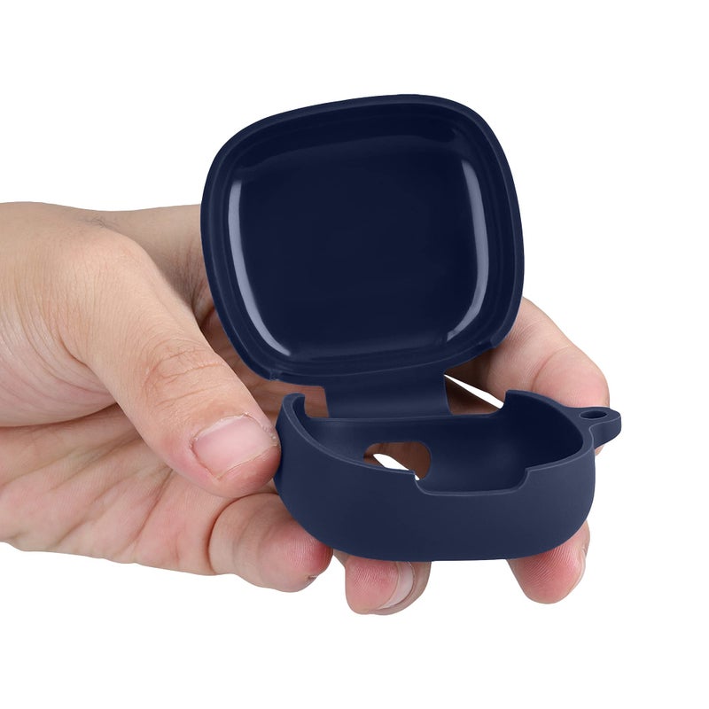 kwmobile Case Compatible with JBL Live Pro Plus Case - Silicone Cover Holder for Earbuds - Dark Blue - Image 2