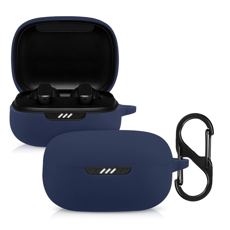 kwmobile Case Compatible with JBL Live Pro Plus Case - Silicone Cover Holder for Earbuds - Dark Blue - Image 1