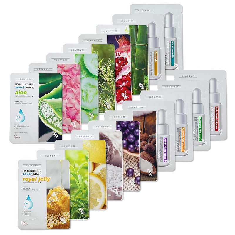 BEAUTY29 Hyaluronic Aqua Plus Essence Full Face Facial Sheet Mask 18 Sheets Combo  VALUE SET