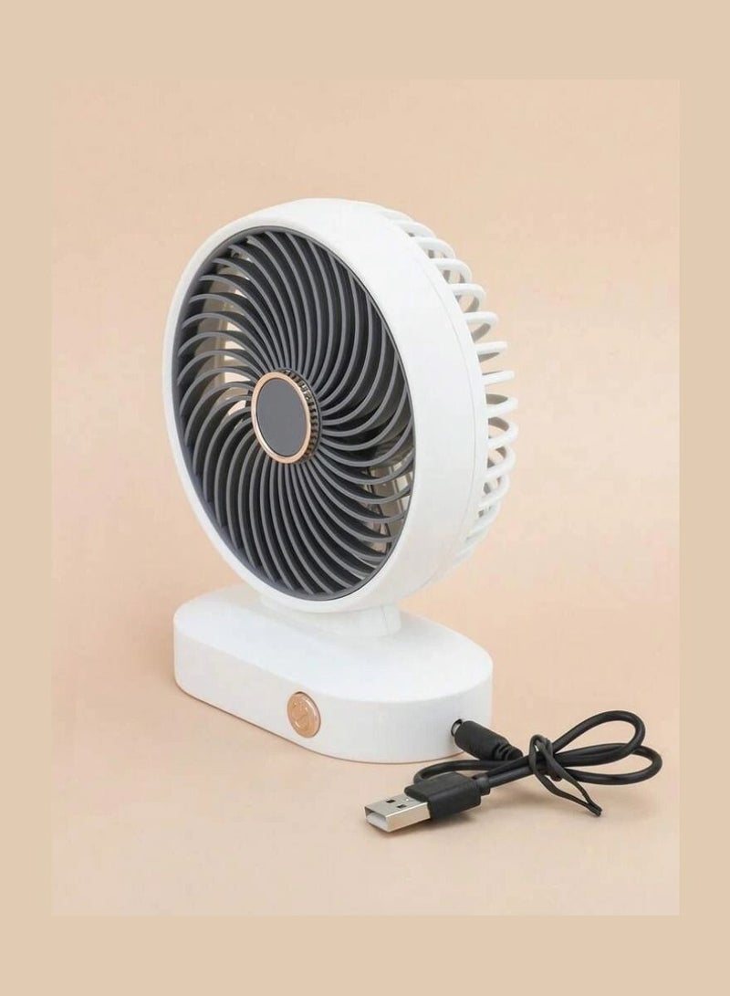 Digi Core مروحة مكتبية محمولة USB قابلة لإعادة الشحن بسرعتين مروحة سطح مكتب صغيرة للاستخدام المنزلي في الهواء الطلق وغرفة النوم والمكتب أبيض / أسود - Image 4