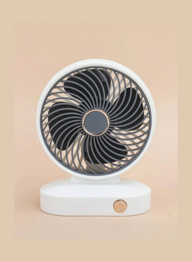 Digi Core مروحة مكتبية محمولة USB قابلة لإعادة الشحن بسرعتين مروحة سطح مكتب صغيرة للاستخدام المنزلي في الهواء الطلق وغرفة النوم والمكتب أبيض / أسود - Image 1