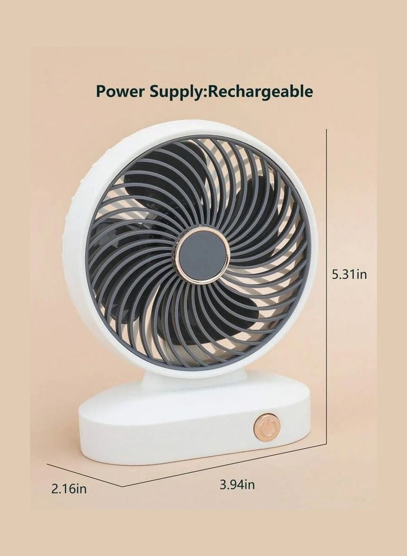 Digi Core مروحة مكتبية محمولة USB قابلة لإعادة الشحن بسرعتين مروحة سطح مكتب صغيرة للاستخدام المنزلي في الهواء الطلق وغرفة النوم والمكتب أبيض / أسود - Image 2