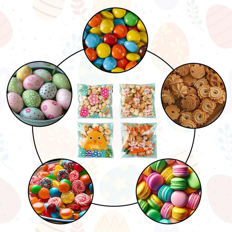 eowqeiur 100 PCS Easter Self-sealing Cellophane Bags(4x4 Inch) for Candy Goodie Treat Snack Goody Cookie Small Gifts Wrap Plastic Ziplock Bag Baggies Pouch Easter Party Favors Supplies Decorations Table Decor - Image 4