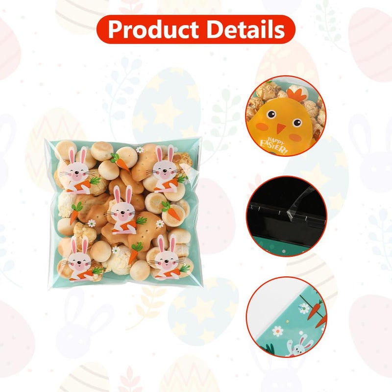 eowqeiur 100 PCS Easter Self-sealing Cellophane Bags(4x4 Inch) for Candy Goodie Treat Snack Goody Cookie Small Gifts Wrap Plastic Ziplock Bag Baggies Pouch Easter Party Favors Supplies Decorations Table Decor - Image 3