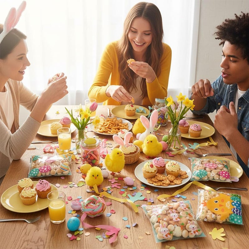 eowqeiur 100 PCS Easter Self-sealing Cellophane Bags(4x4 Inch) for Candy Goodie Treat Snack Goody Cookie Small Gifts Wrap Plastic Ziplock Bag Baggies Pouch Easter Party Favors Supplies Decorations Table Decor - Image 5