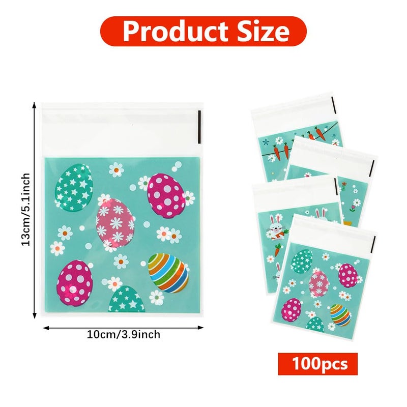 eowqeiur 100 PCS Easter Self-sealing Cellophane Bags(4x4 Inch) for Candy Goodie Treat Snack Goody Cookie Small Gifts Wrap Plastic Ziplock Bag Baggies Pouch Easter Party Favors Supplies Decorations Table Decor - Image 2