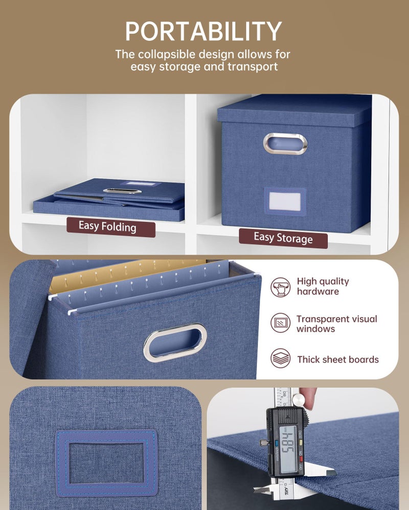 Oterri File Organizer with Lid, File Box, File Cabinet for Letter File Folder Storage, Hanging File Organizer for Office/Decor/Home,Document Organizer, 1 Pack,Blue-Box Only - Image 2